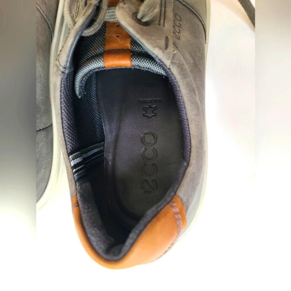 ECCO Leather Men's Soft 7 titanium gray sneakers size 12 - Picture 6 of 12